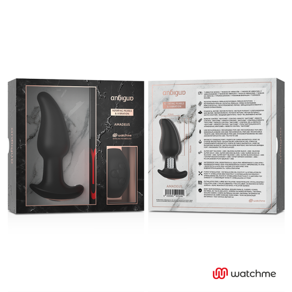 ANBIGUO - WATCHME REMOTE CONTROL ANAL PLUG VIBRATOR WITH ROTATION OF AMADEUS PEARLS - Afbeelding 4