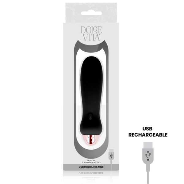 DOLCE VITA - RECHARGEABLE VIBRATOR FIVE BLACK 7 SPEEDS - Afbeelding 3