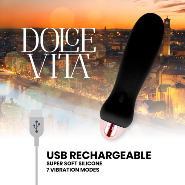 DOLCE VITA - RECHARGEABLE VIBRATOR FIVE BLACK 7 SPEEDS - Afbeelding 4