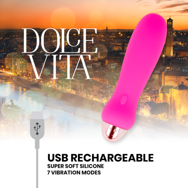 DOLCE VITA - RECHARGEABLE VIBRATOR FIVE PINK 7 SPEEDS - Afbeelding 4