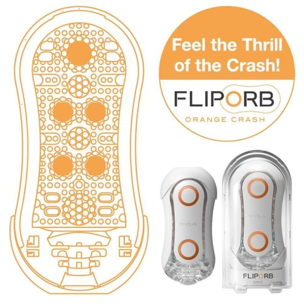 TENGA - FLIP ORB STRONG CRASH MASTURBATOR WHITE AND ORANGE - Afbeelding 2