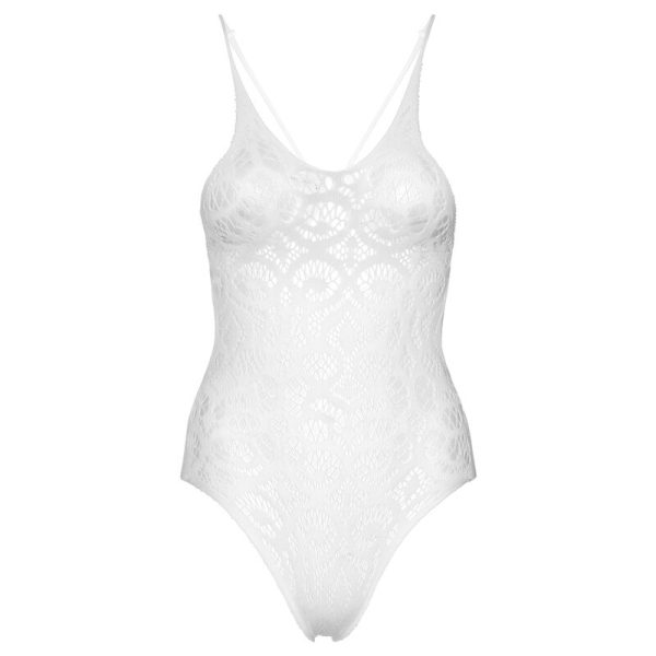 LEG AVENUE - SEAMLESS SCROLL LACE TEDDY - WHITE - Afbeelding 4