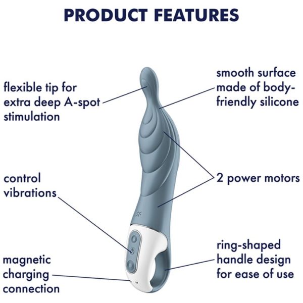 SATISFYER - AMAZING 2 ASPOT VIBRATOR GREY - Afbeelding 4