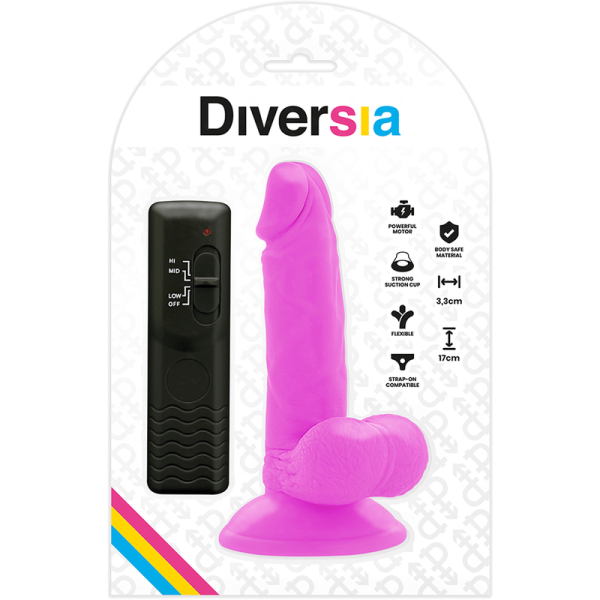DIVERSIA - FLEXIBLE VIBRATING DILDO PURPLE 17 CM -O- 3.3 CM - Afbeelding 9
