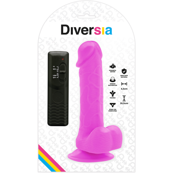 DIVERSIA - FLEXIBLE VIBRATING DILDO PURPLE 20.5 CM -O- 4.2 CM - Afbeelding 9