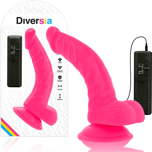 DIVERSIA - FLEXIBLE VIBRATING DILDO PINK 21.5 CM -O- 4.5 CM - Afbeelding 4