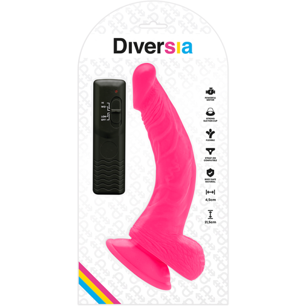 DIVERSIA - FLEXIBLE VIBRATING DILDO PINK 21.5 CM -O- 4.5 CM - Afbeelding 9