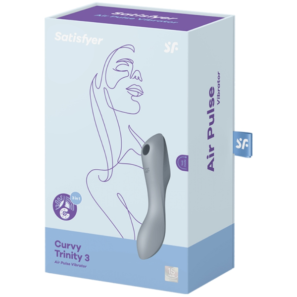 SATISFYER - CURVY TRINITY 3 AIR PULSE VIBRATOR GREY - Afbeelding 3
