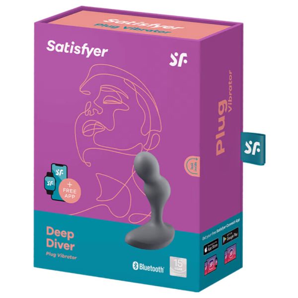 SATISFYER - DEEP DIVER VIBRATING PLUG APP GREY - Afbeelding 4