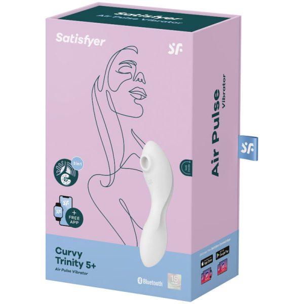 SATISFYER - CURVY TRINITY 5 AIR PULSE STIMULATOR & VIBRATOR APP WHITE - Afbeelding 4