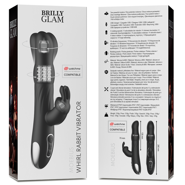 BRILLY GLAM- MOEBIUS RABBIT VIBRATOR & ROTATOR COMPATIBLE WITH WATCHME WIRELESS TECHNOLOGY - Afbeelding 8