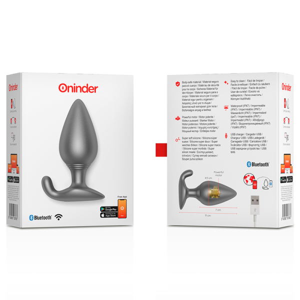 ONINDER - RIO VIBRATING ANAL PLUG BLACK - FREE APP - Afbeelding 7