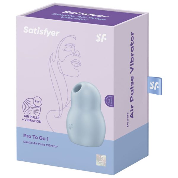 SATISFYER - PRO TO GO 1 DOUBLE AIR PULSE STIMULATOR & VIBRATOR BLUE - Afbeelding 4