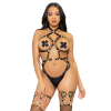 LEG AVENUE - KINK - HEART RING HARNESS TEDDY SIZE L - BLACK