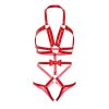 LEG AVENUE - KINK - STUDDED O-RING HARNESS TEDDY SIZE M - RED - Afbeelding 3