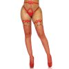 LEG AVENUE - VEGAN LEATHER TIGH HIGH GARTER ONE SIZE - RED