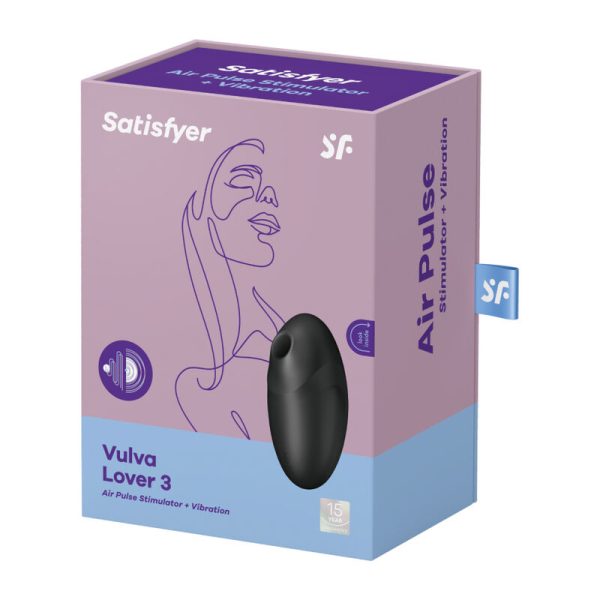 SATISFYER - VULVA LOVER 3 AIR PULSE STIMULATOR & VIBRATOR BLACK - Afbeelding 4