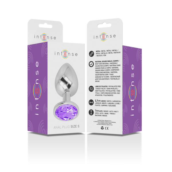 INTENSE - ALUMINUM METAL ANAL PLUG WITH VIOLET CRYSTAL SIZE S - Afbeelding 7