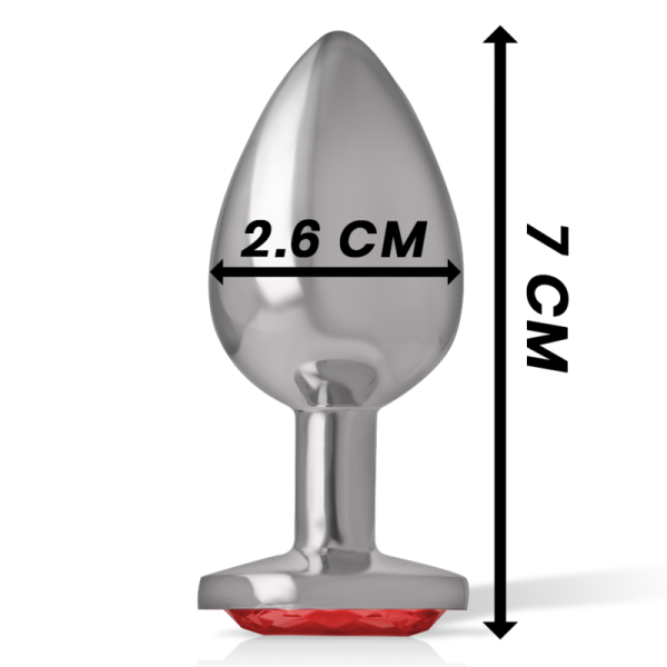 INTENSE - ALUMINUM METAL ANAL PLUG WITH RED CRYSTAL SIZE S - Afbeelding 5