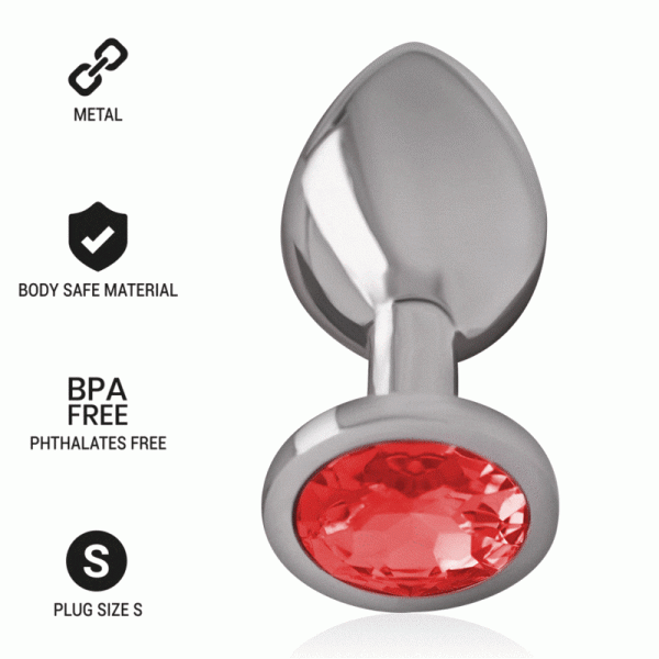 INTENSE - ALUMINUM METAL ANAL PLUG WITH RED CRYSTAL SIZE S