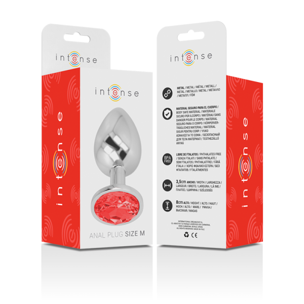 INTENSE - METAL ANAL PLUG WITH RED CRYSTAL SIZE M - Afbeelding 7