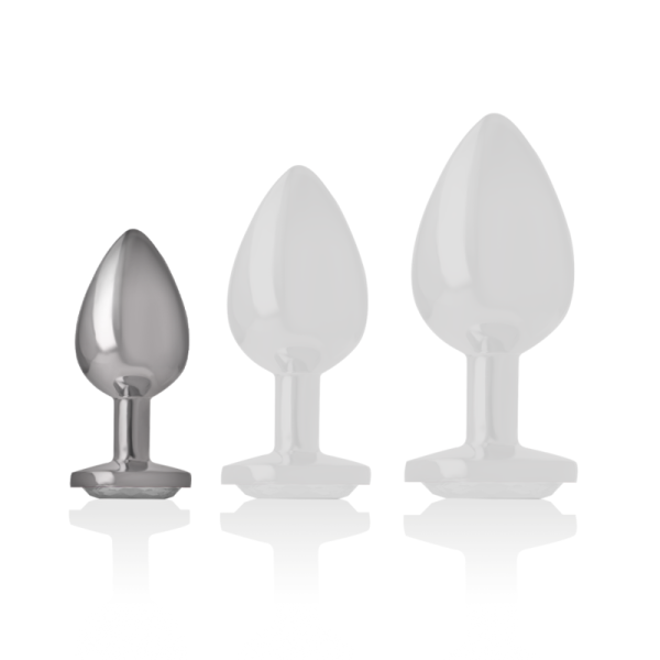 INTENSE - ALUMINUM METAL ANAL PLUG WITH SILVER CRYSTAL SIZE S - Afbeelding 4
