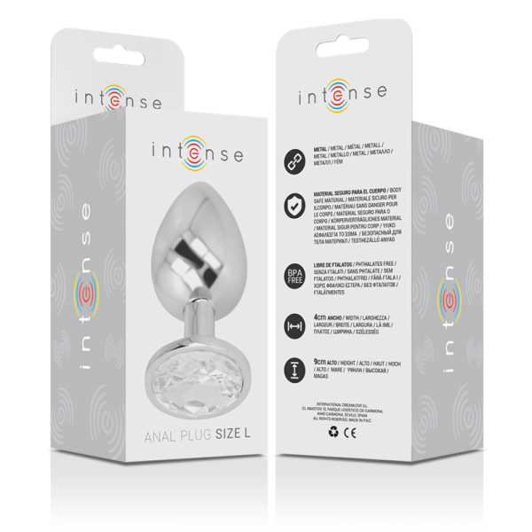 INTENSE - ALUMINUM METAL ANAL PLUG WITH SILVER CRYSTAL SIZE L - Afbeelding 5