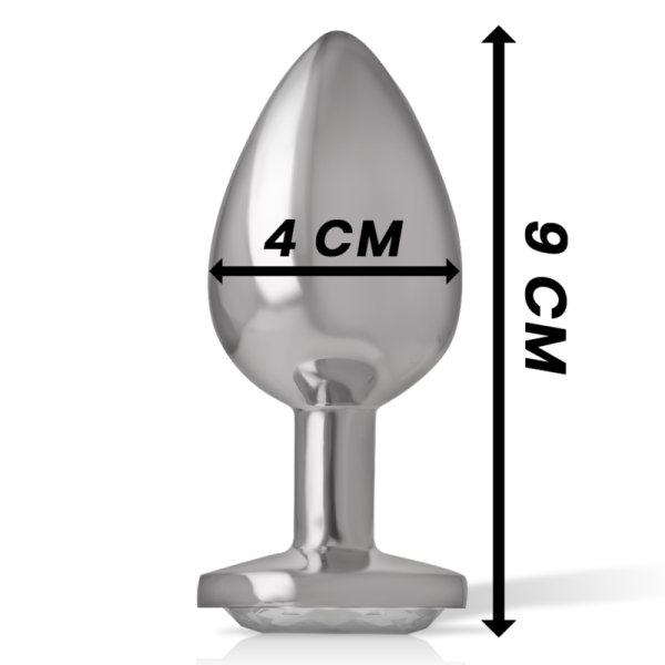 INTENSE - ALUMINUM METAL ANAL PLUG WITH SILVER CRYSTAL SIZE L - Afbeelding 7