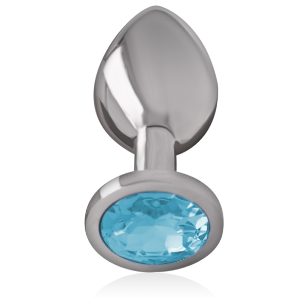INTENSE - ALUMINUM METAL ANAL PLUG WITH BLUE GLASS SIZE M - Afbeelding 3