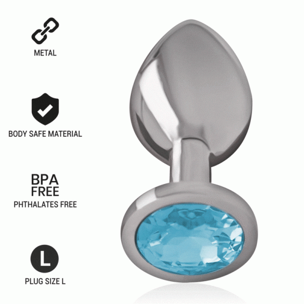 INTENSE - ALUMINUM METAL ANAL PLUG WITH BLUE CRYSTAL SIZE L - Afbeelding 2