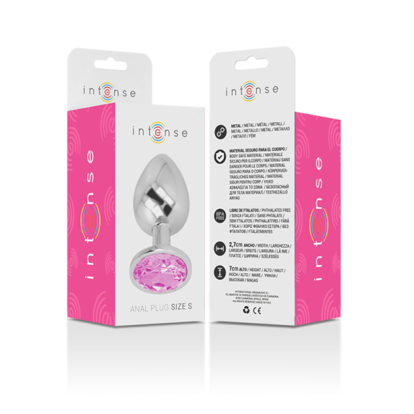 INTENSE - ALUMINUM METAL ANAL PLUG WITH PINK CRYSTAL SIZE S - Afbeelding 7