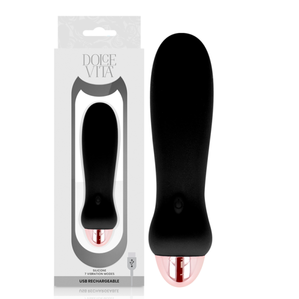 DOLCE VITA - RECHARGEABLE VIBRATOR FIVE BLACK 7 SPEEDS