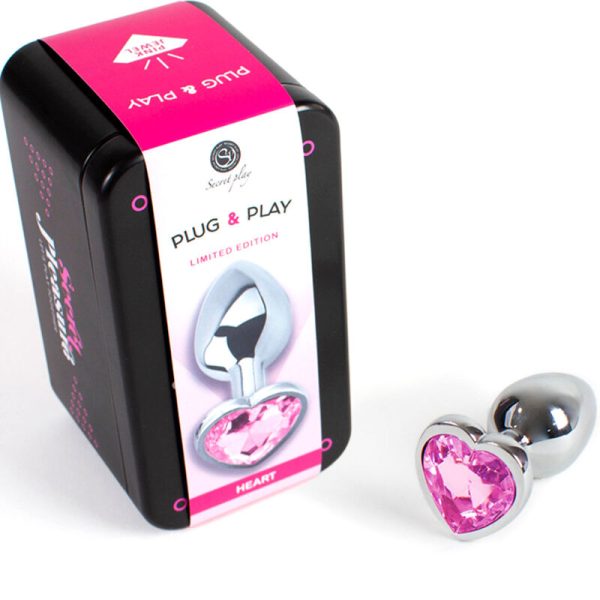 SECRETPLAY - METAL BUTT PLUG FUCHSIA HEART SMALL SIZE 7 CM - Afbeelding 2