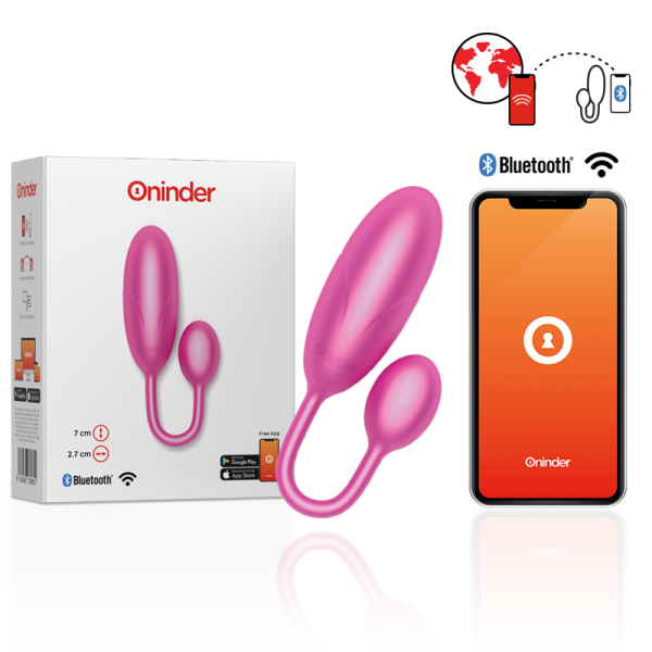 ONINDER - DENVER VIBRATING EGG PINK 7 X 2.7 CM FREE APP - Afbeelding 2