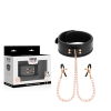 BEGME - BLACK EDITION COLLAR WITH NIPPLE CLAMPS WITH NEOPRENE LINING - Afbeelding 2