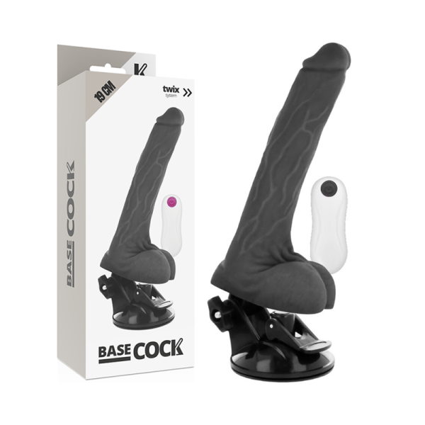 BASECOCK - REALISTIC VIBRATOR REMOTE CONTROL BLACK 19 CM -O- 4 CM - Afbeelding 3