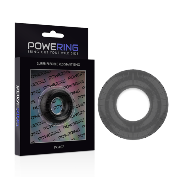 POWERING - SUPER FLEXIBLE AND RESISTANT PENIS RING 4.5CM PR07 BLACK - Afbeelding 5