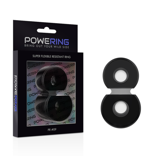 POWERING - SUPER FLEXIBLE AND RESISTANT DOUBLE PENIS RING PR09 BLACK - Afbeelding 2