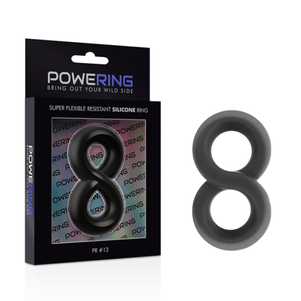 POWERING - SUPER FLEXIBLE AND RESISTANT PENIS AND TESTICLE RING PR12 BLACK - Afbeelding 4