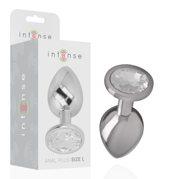 INTENSE - ALUMINUM METAL ANAL PLUG WITH SILVER CRYSTAL SIZE L - Afbeelding 2