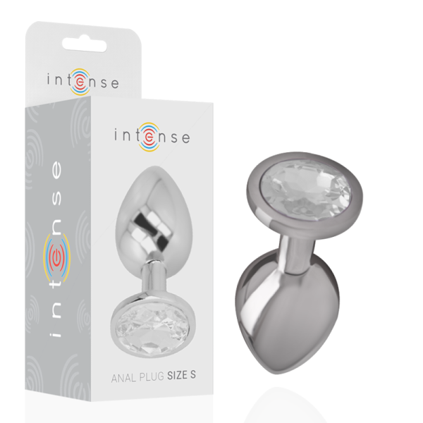 INTENSE - ALUMINUM METAL ANAL PLUG WITH SILVER CRYSTAL SIZE S - Afbeelding 2