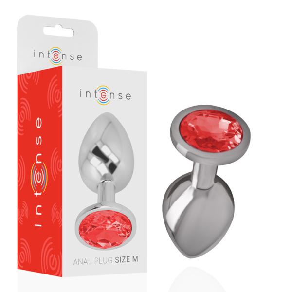 INTENSE - METAL ANAL PLUG WITH RED CRYSTAL SIZE M - Afbeelding 2
