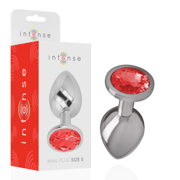 INTENSE - ALUMINUM METAL ANAL PLUG WITH RED CRYSTAL SIZE S - Afbeelding 2