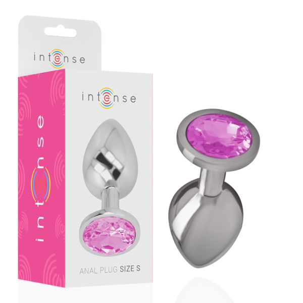 INTENSE - ALUMINUM METAL ANAL PLUG WITH PINK CRYSTAL SIZE S - Afbeelding 2