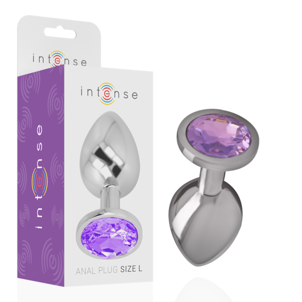 INTENSE - ALUMINUM METAL ANAL PLUG WITH VIOLET CRYSTAL SIZE S - Afbeelding 2
