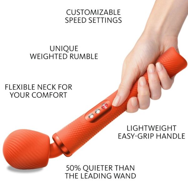 FUN FACTORY - VIM SILICONE RECHARGEABLE VIBRATING WEIGHTED RUMBLE WAND SUNRISE ORANGE - Afbeelding 2