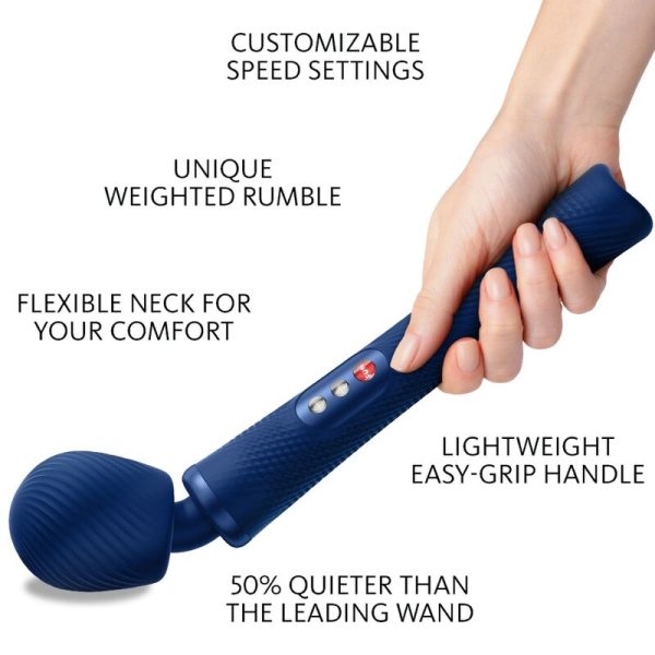 FUN FACTORY - VIM SILICONE RECHARGEABLE VIBRATING WEIGHTED RUMBLE WAND MIDNIGHT BLUE - Afbeelding 2