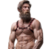 FETISH SUBMISSIVE ATTITUDE - MEN'S ECO-LEATHER CHEST HARNESS BLACK/RED - Afbeelding 4