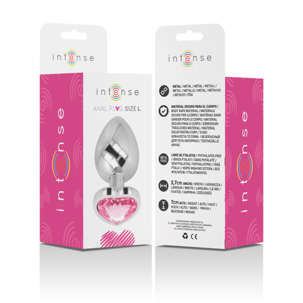 INTENSE - ALUMINUM METAL ANAL PLUG PINK HEART SIZE L - Afbeelding 6