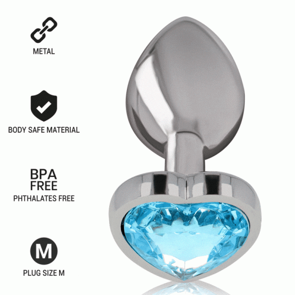INTENSE - ALUMINUM METAL ANAL PLUG BLUE HEART SIZE M - Afbeelding 7